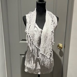 Central Park West Gray Fringe Sweater